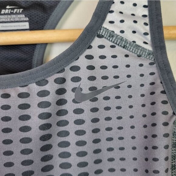 NIKE Dri-Fit Racerback Tank w/ Built-in Bra - Black/Gray (S) - Picture 3 of 13